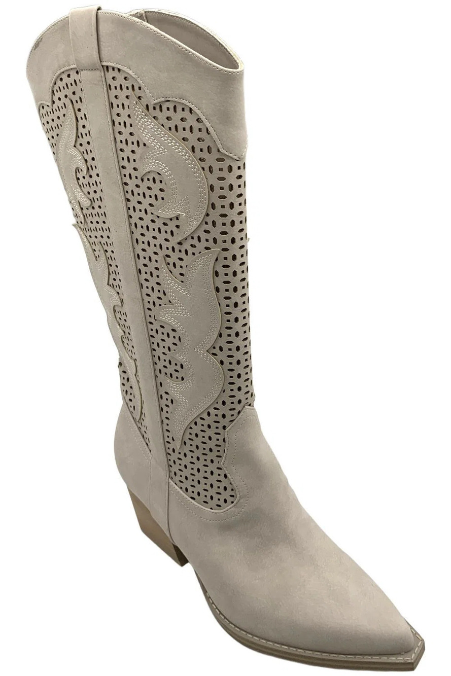 DV by Dolce Vita Women's Alamo Tall Shaft Block Heel Boot Stone - Medium